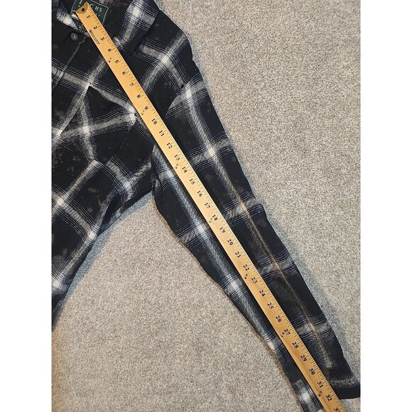 OOAK Upcycle Flannel Shacket Alice Cooper Rock Music Graphic Tee Boyfriend Large - Picture 8 of 10